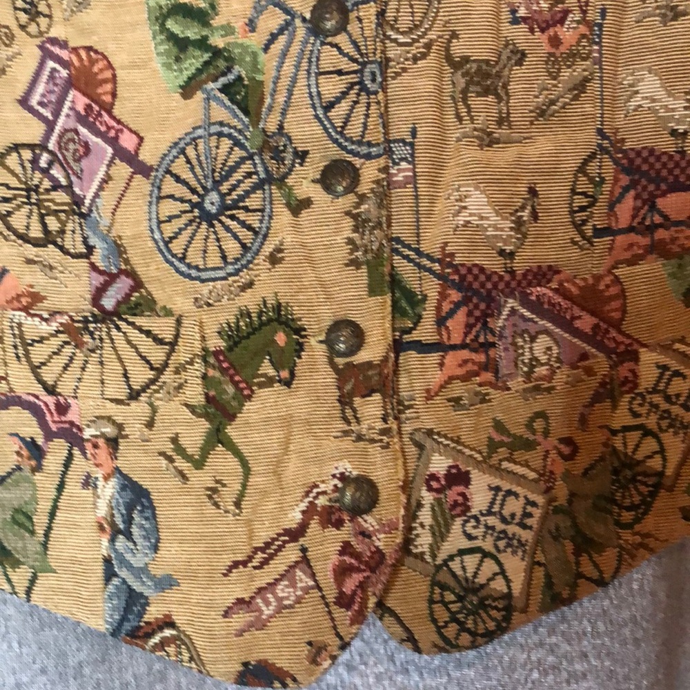 Woman’s spring Easter Baxter & wells Y2k fall preppy old stock Carousel Vest - Picture 6 of 10